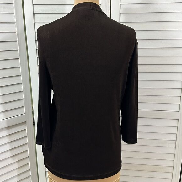 Chico’s Travelers Cardigan Size 1 (8) Pockets Stretch Brown - Picture 5 of 11